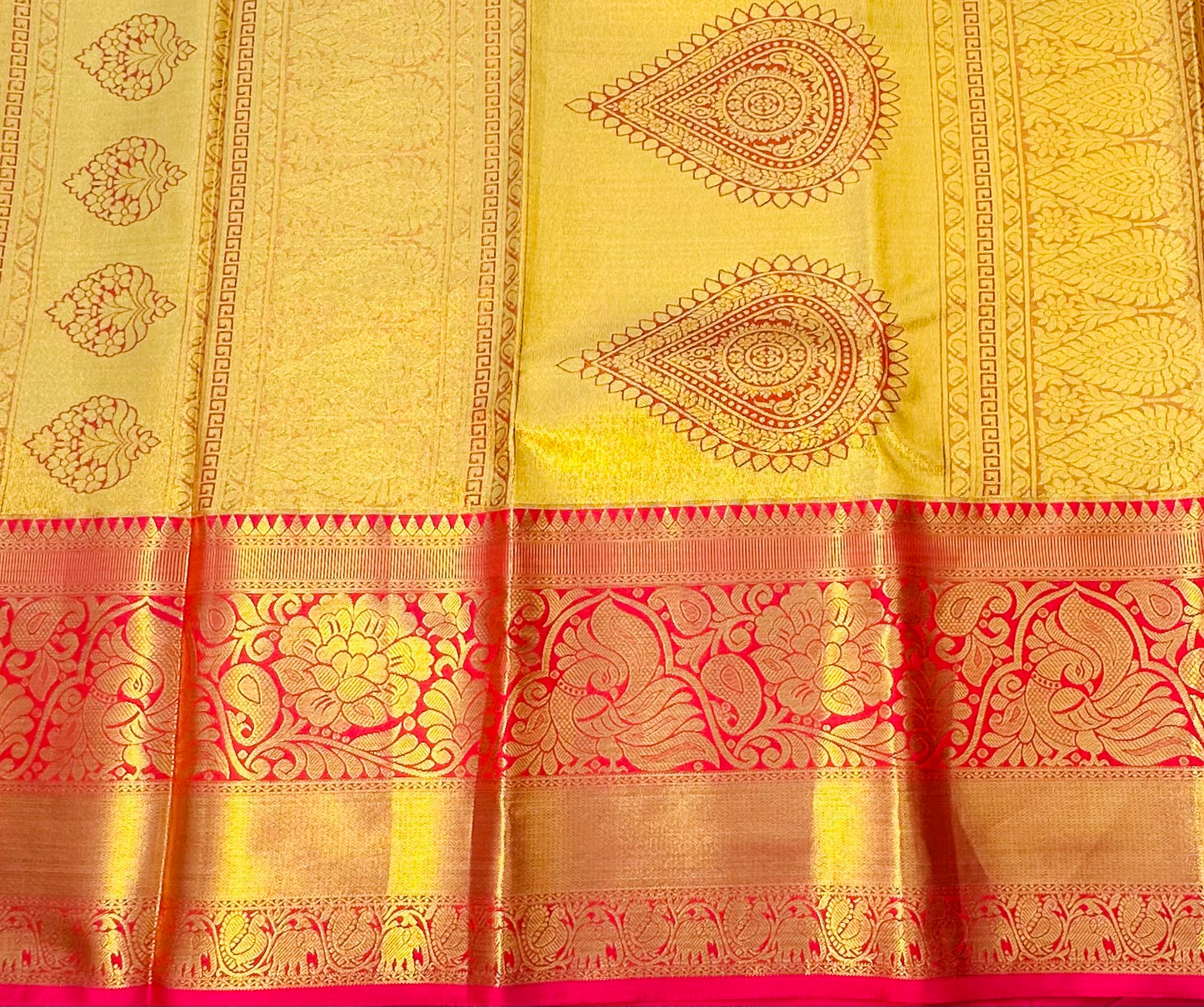 GOLD PNK KANJIVARAM SAREE