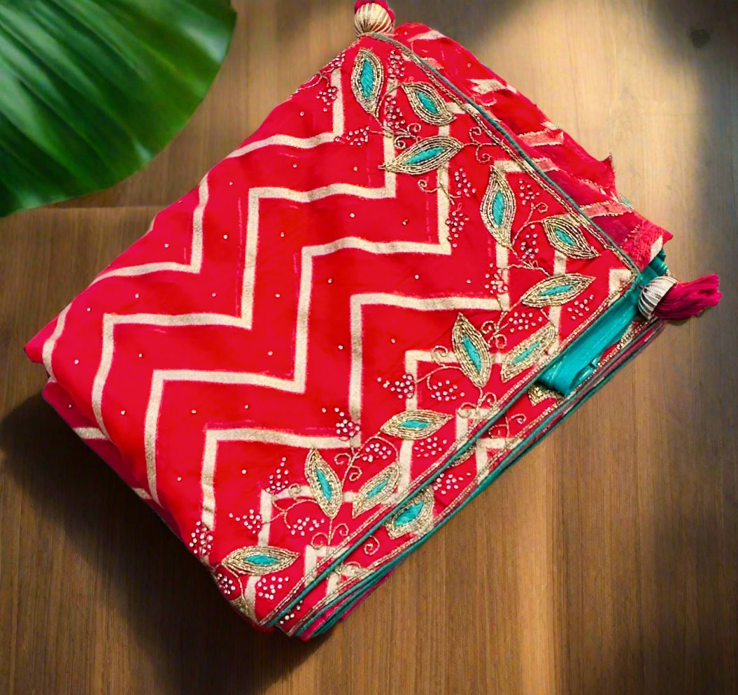 RED DESIGNER WORK SAREE PREMIUM