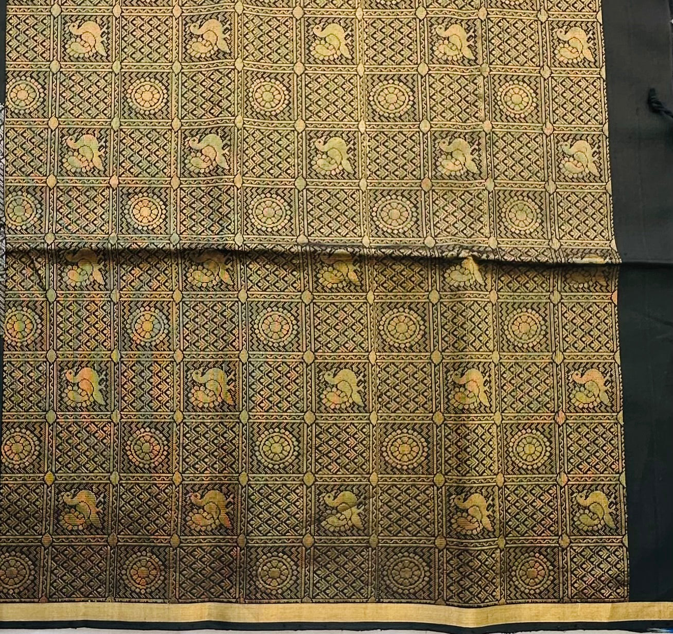 BLACK KANJIVARAM SOFT SILK