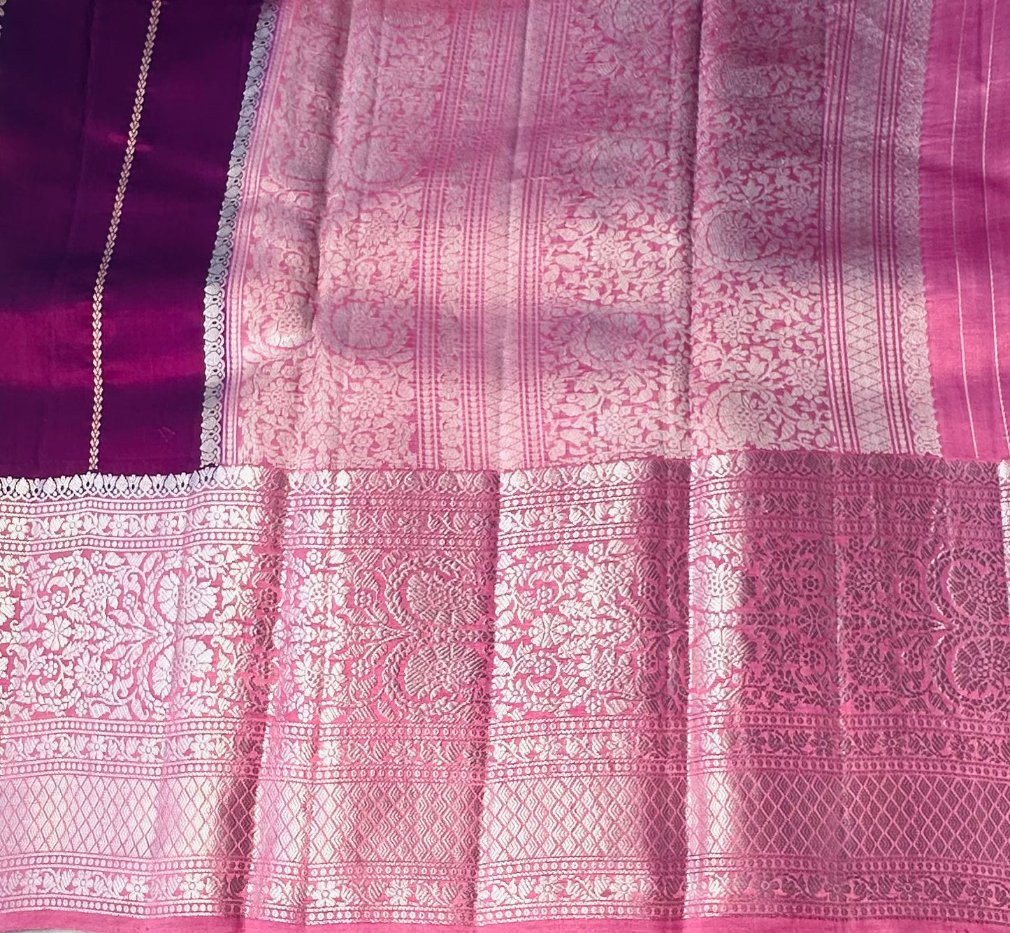 PURPLE ND PEACH BANARAS RAW MANGO SAREE