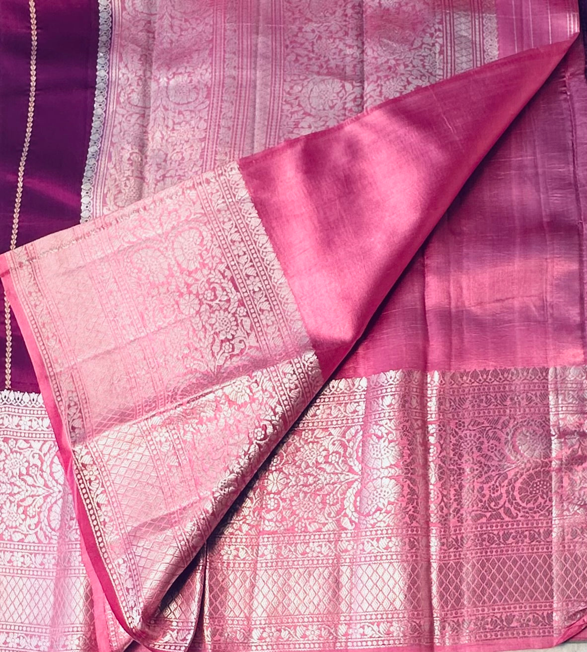 PURPLE ND PEACH BANARAS RAW MANGO SAREE
