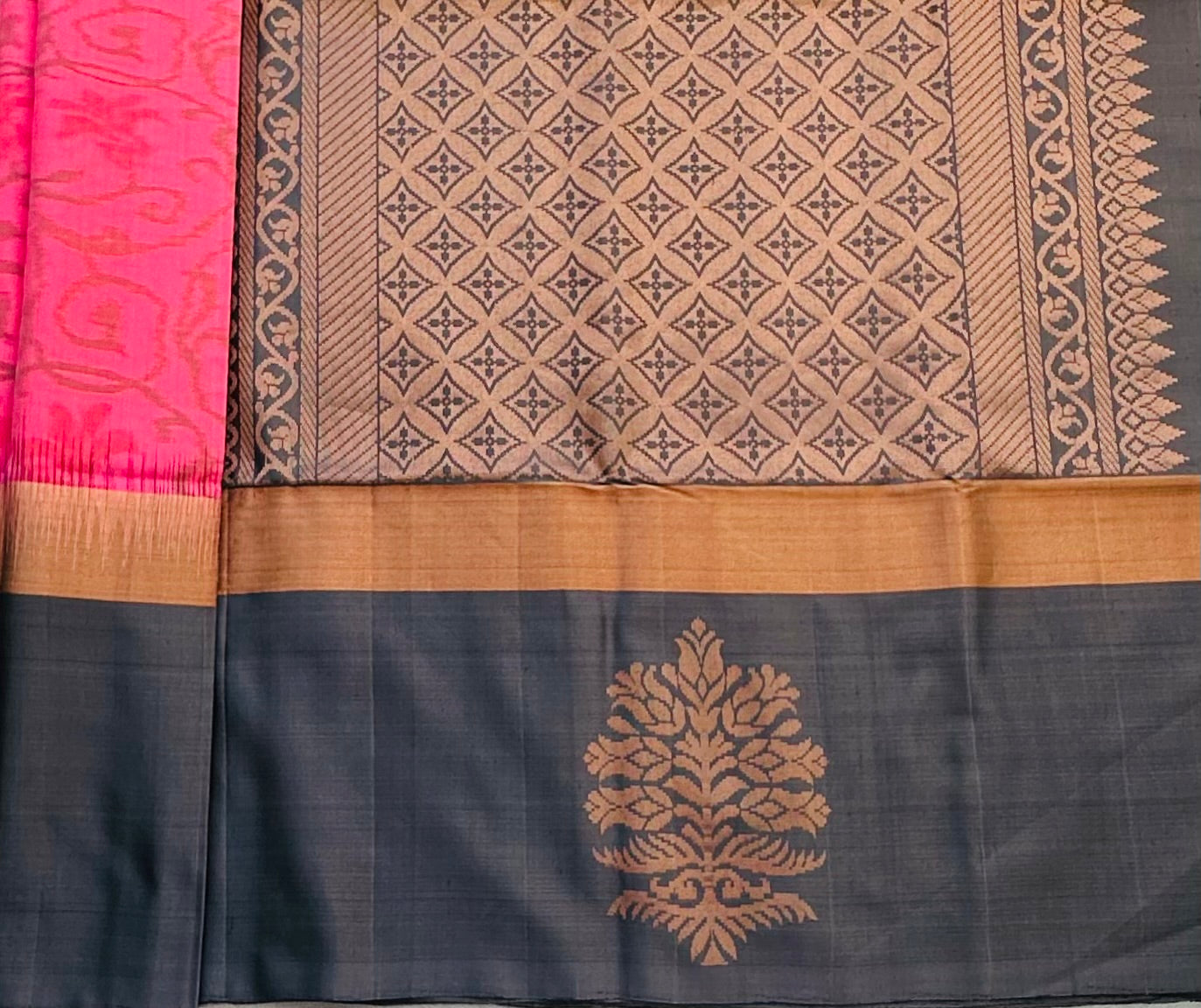 ONION PINK ND GREY  KANJIVARAM SOFT SILK