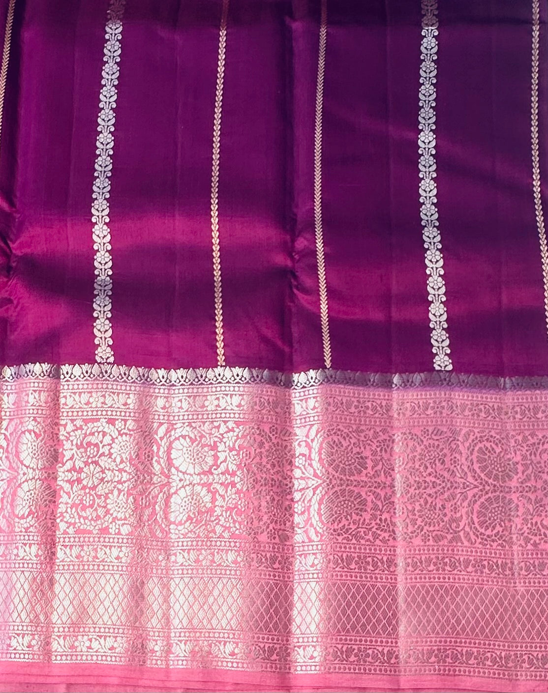 PURPLE ND PEACH BANARAS RAW MANGO SAREE