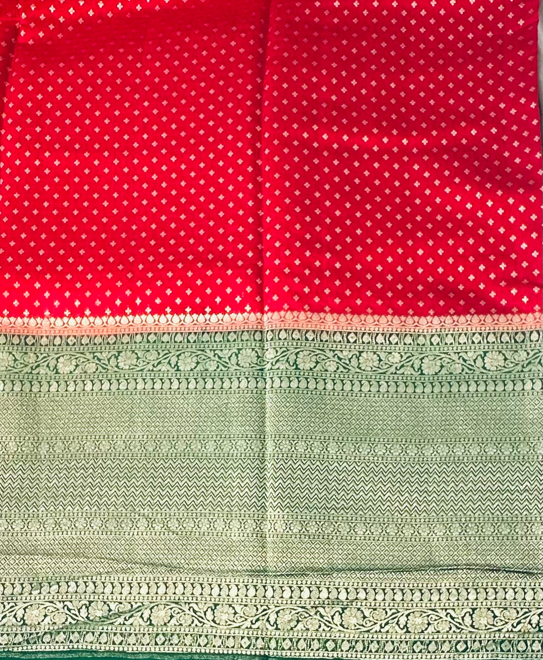 RED ND GREEN BANARAS FANCY SAREE