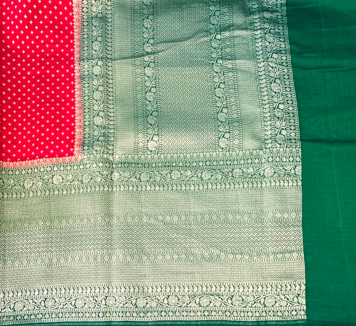 RED ND GREEN BANARAS FANCY SAREE