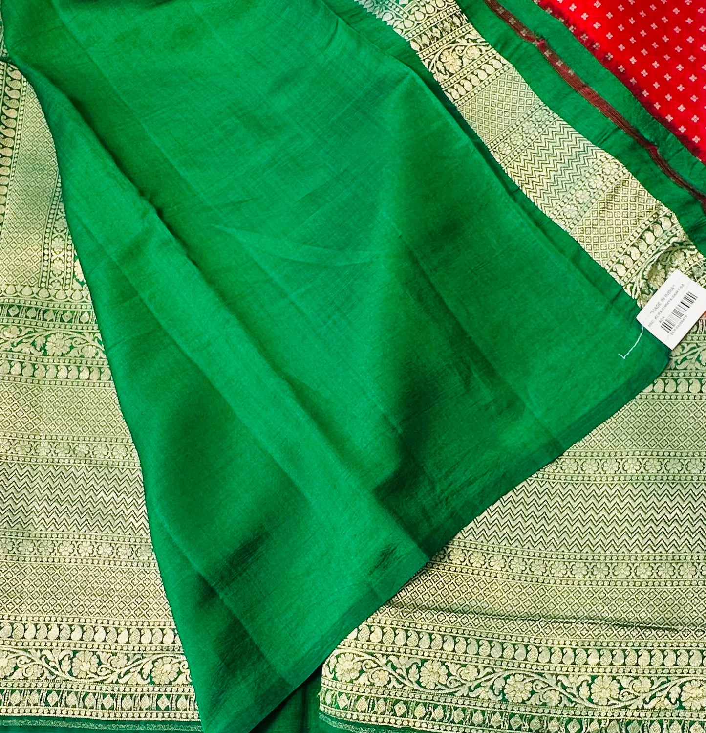 RED ND GREEN BANARAS FANCY SAREE