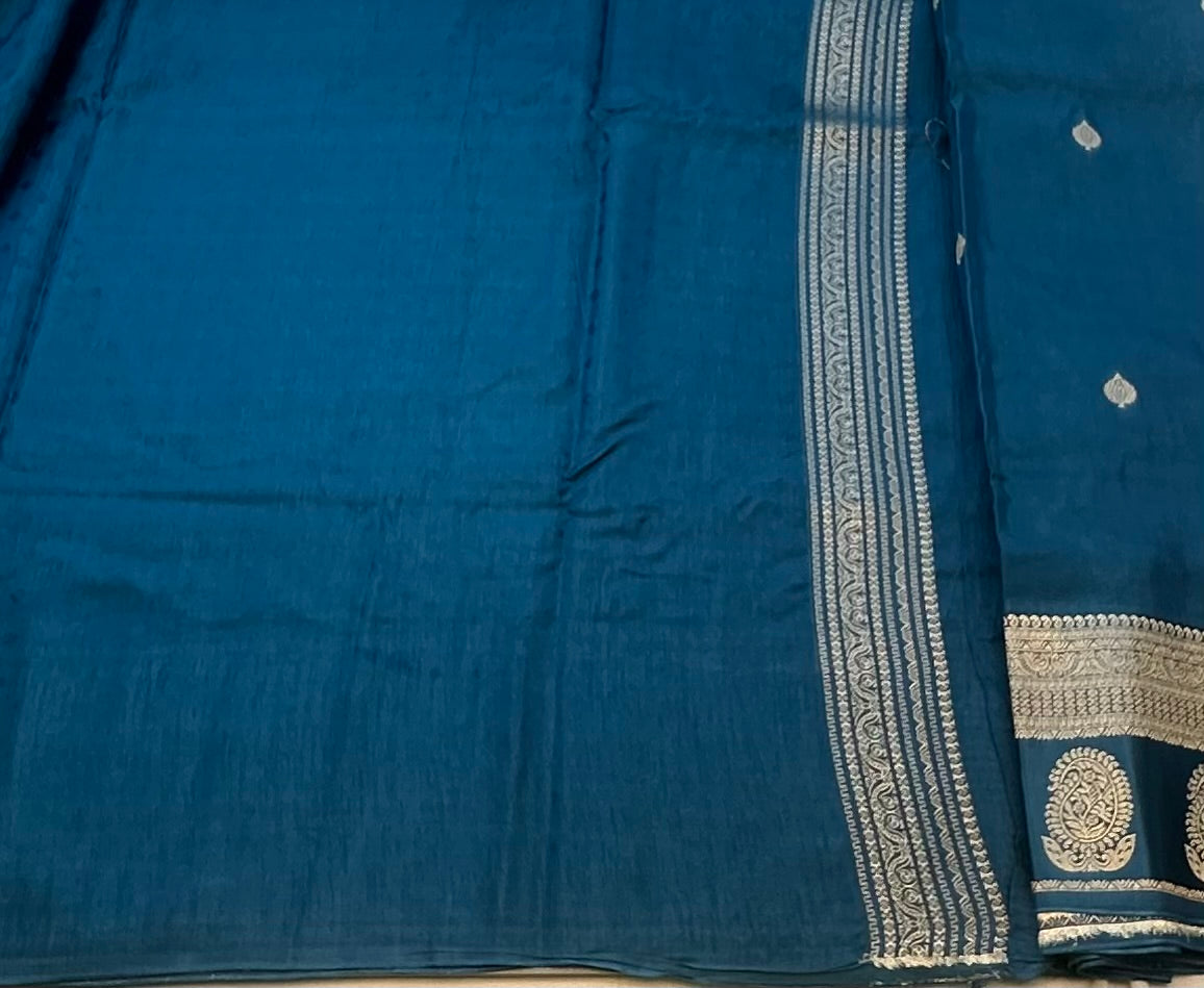 METALLIC BLUE BANARAS CRAPE