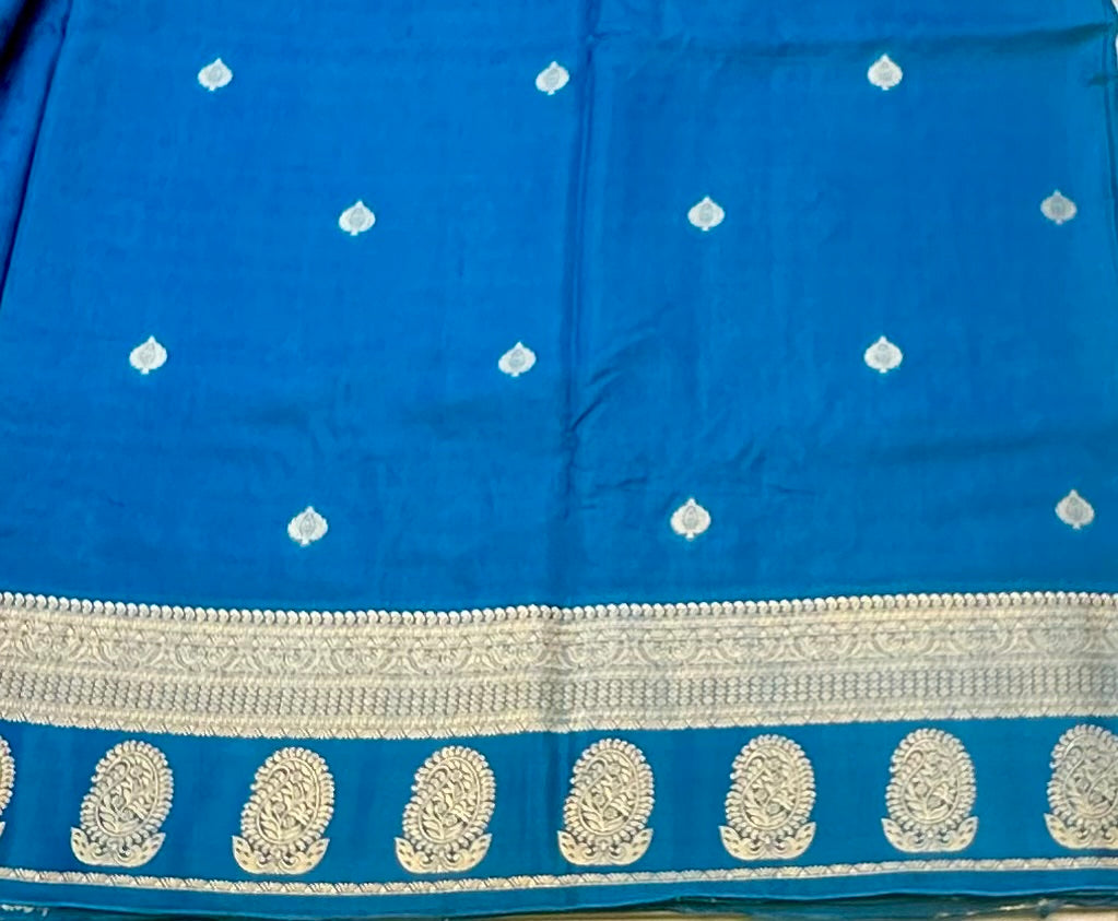 METALLIC BLUE BANARAS CRAPE
