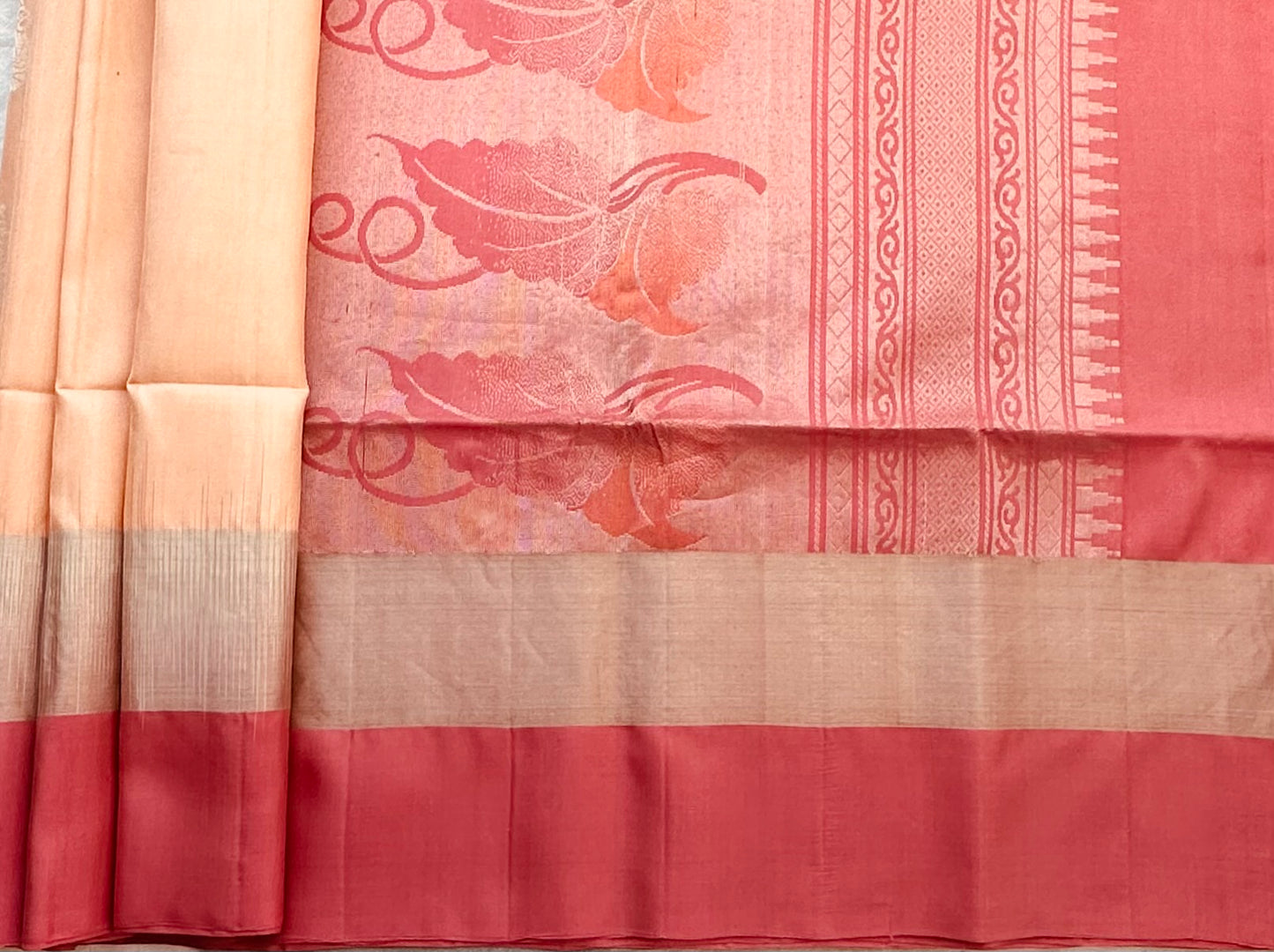 PEACH KANJIVARAM SOFT SILKS