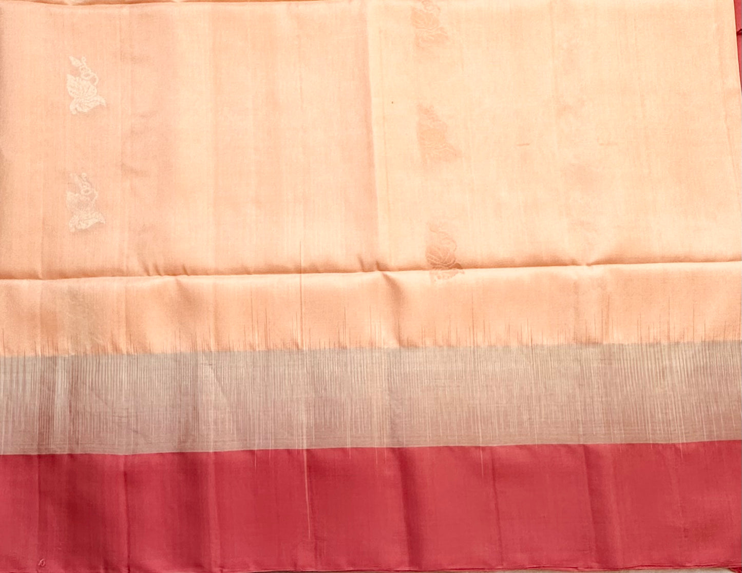 PEACH KANJIVARAM SOFT SILKS