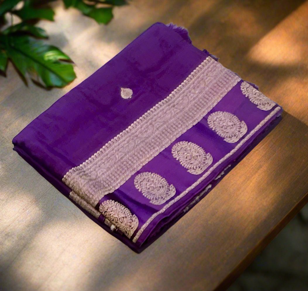 PURPLE BANARAS CRAPE