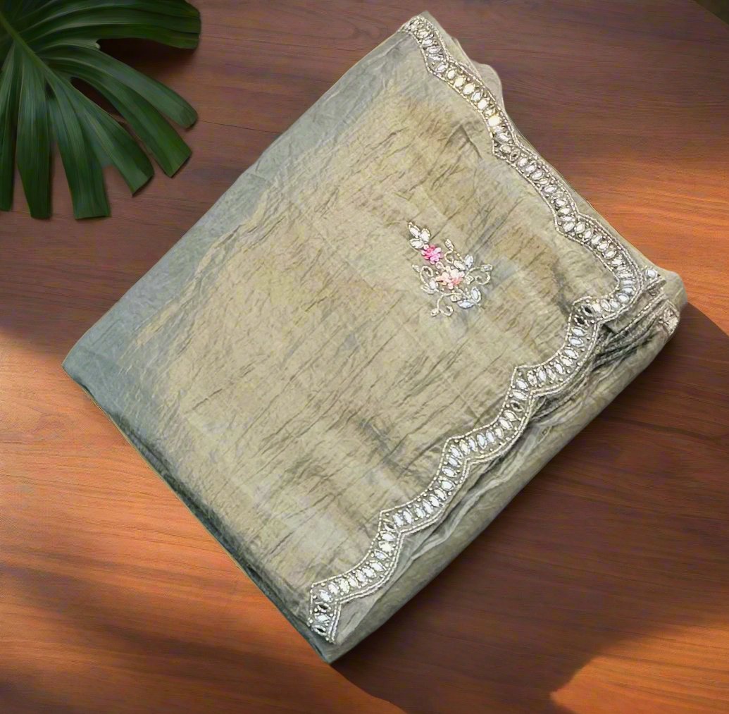 GREY DESIGNER WORK SAREE