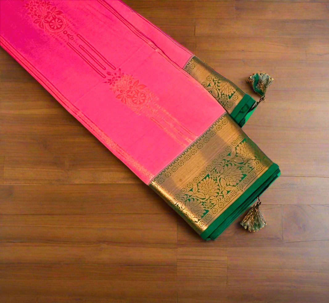 ONION PINK KANJIVARAM SILK  SAREE