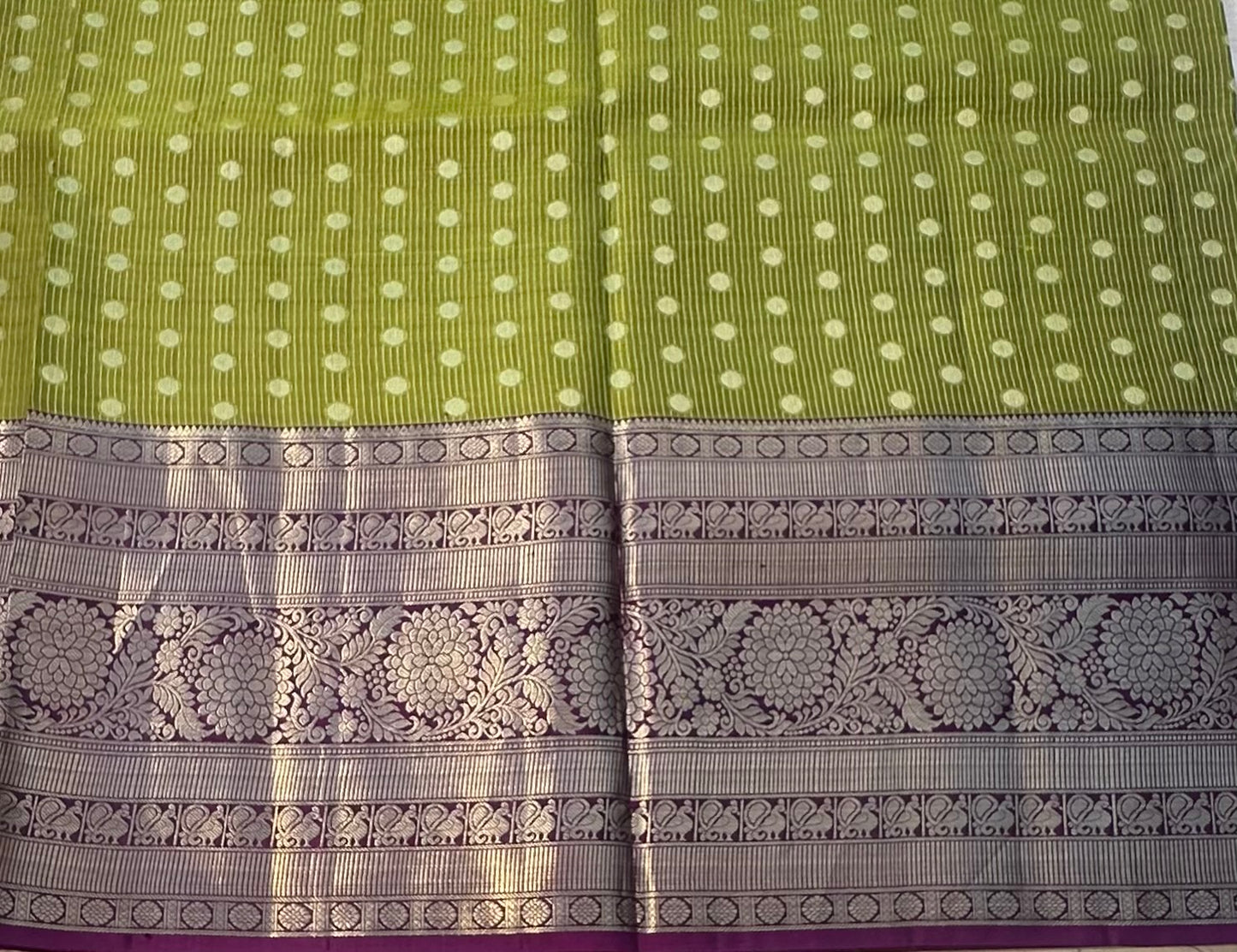 MEHENDI GREEN PURE KANJIVARAM SILK SAREE PREMIUM