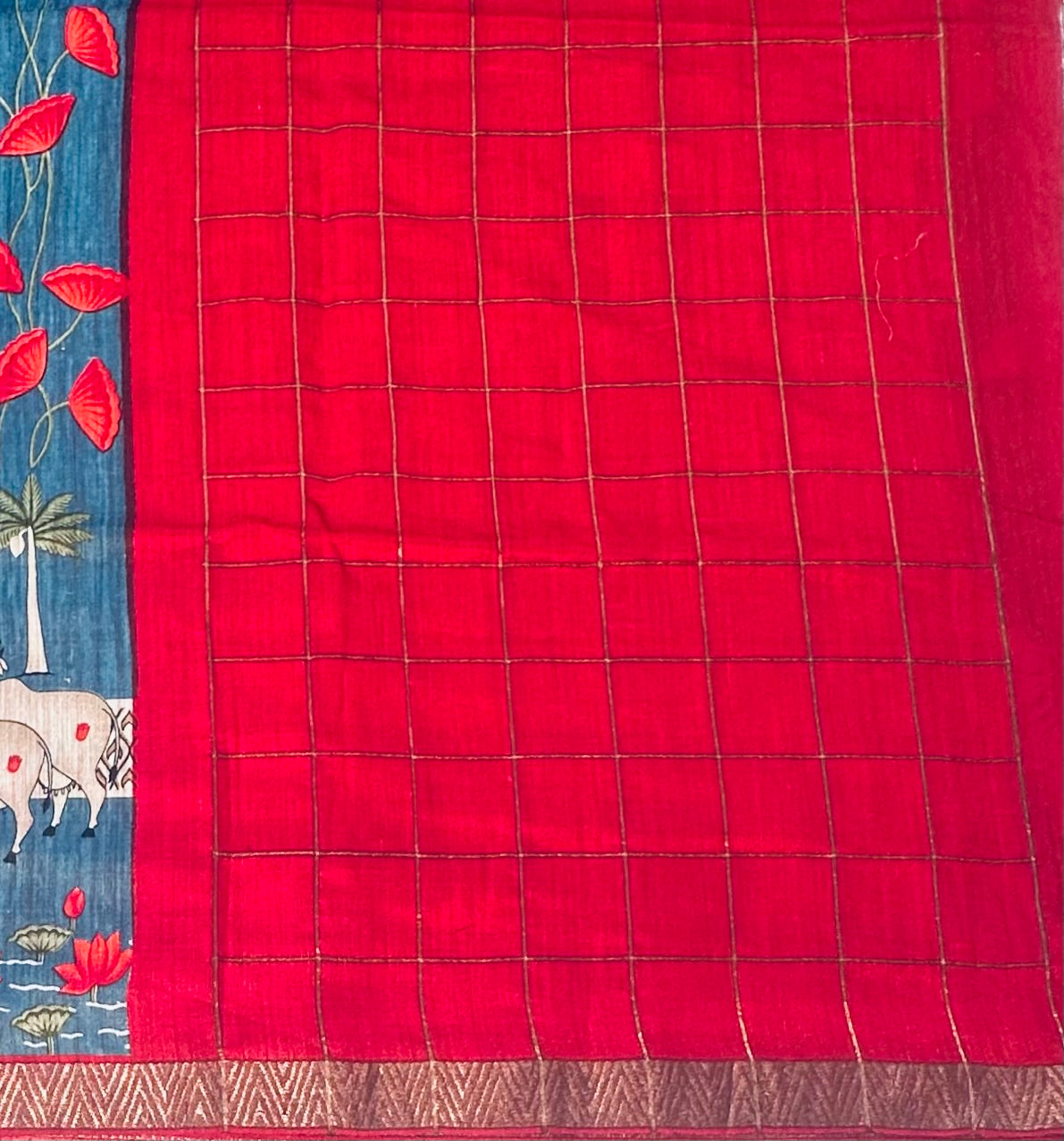 BLUE PICHWAI PURE TUSSER SAREE