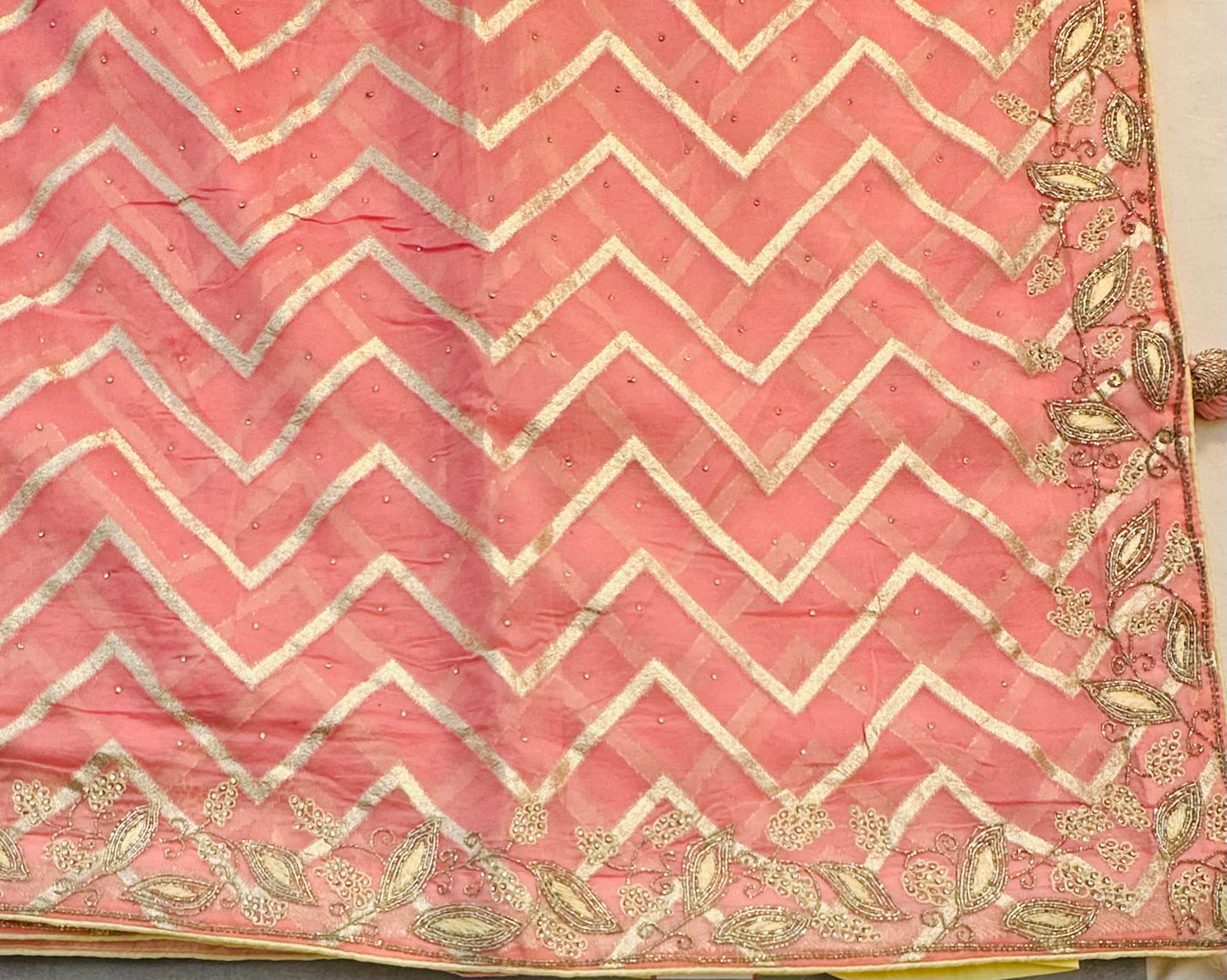 PEACH DESIGNER WORK SAREE PREMIUM