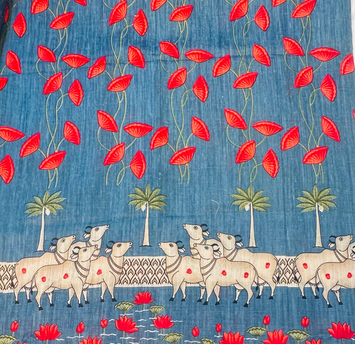 BLUE PICHWAI PURE TUSSER SAREE