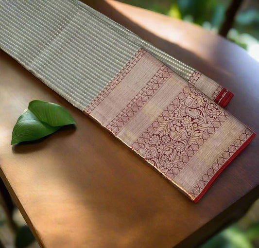 GREY PURE KANJIVARAM SILK SAREE PREMIUM