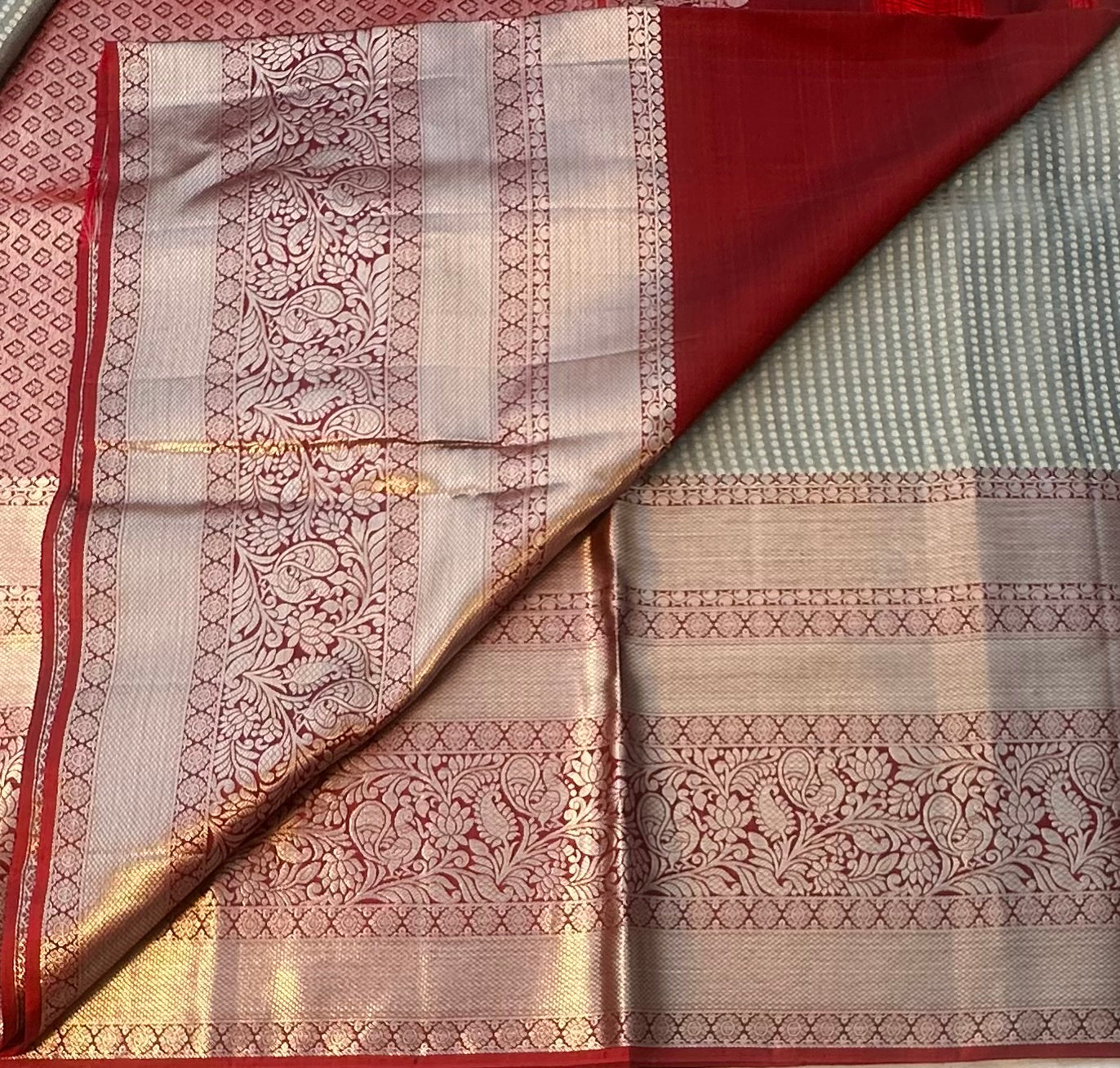 GREY PURE KANJIVARAM SILK SAREE PREMIUM