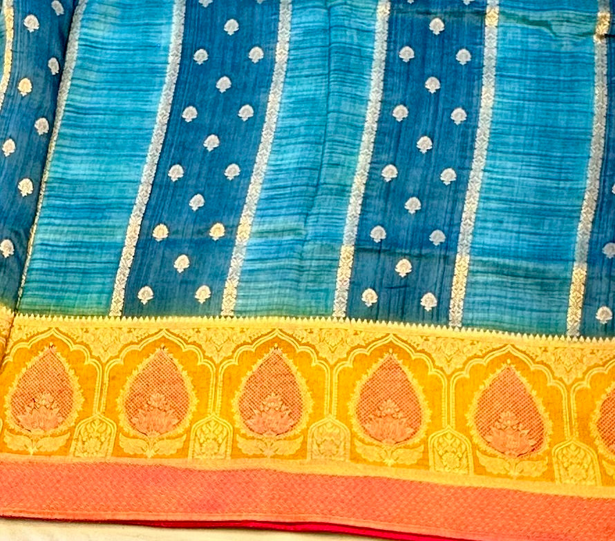 Mettallic blue green  banarasi designer