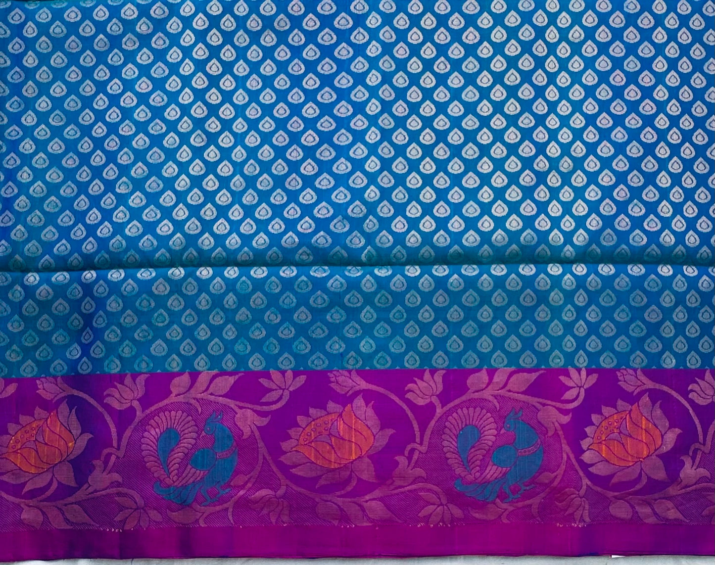 PEACOCK BLUE KANJIVARAM SOFT SILKS