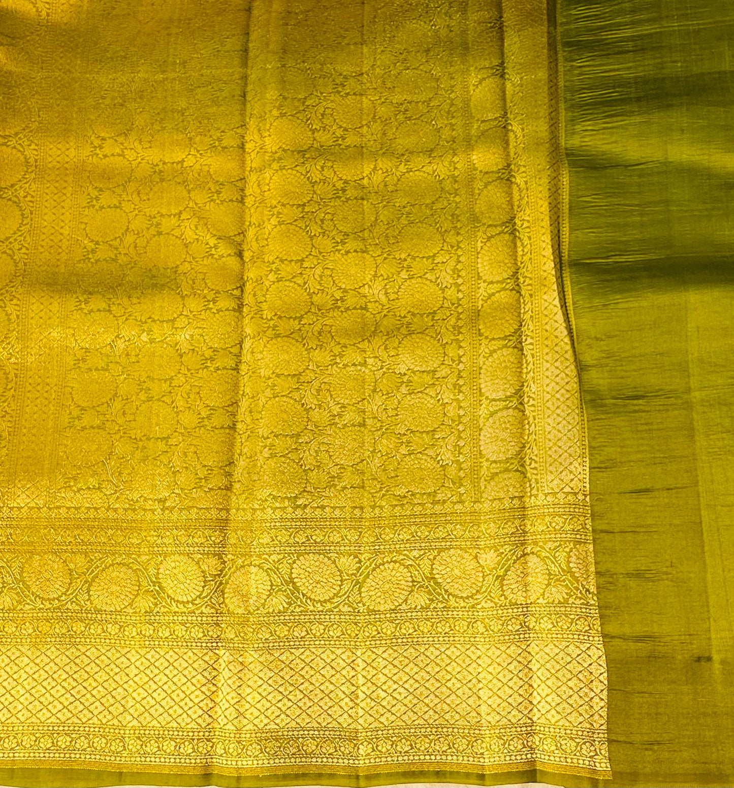 PURPLE ND MEHENDI BANARAS RAW MANGO SAREE