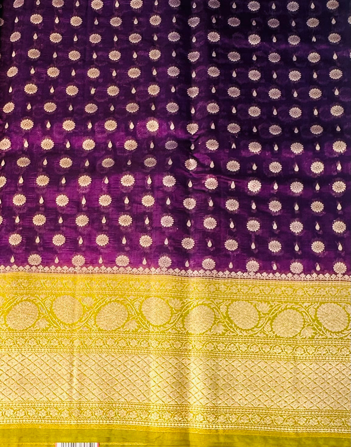PURPLE ND MEHENDI BANARAS RAW MANGO SAREE