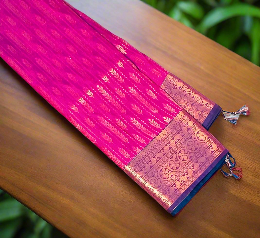 DARK PINK KANJIVARAM SILK SAREE