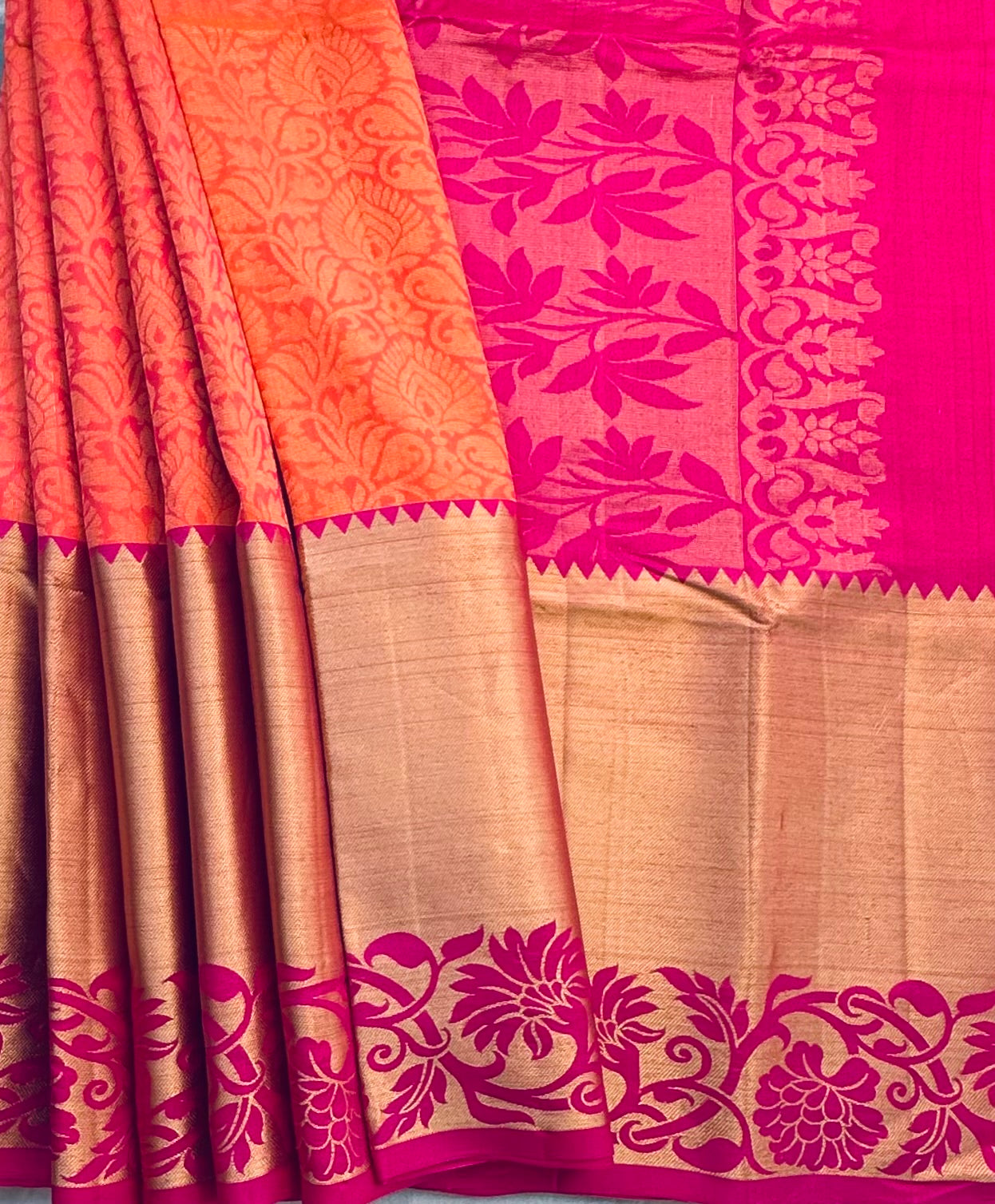 PEACH PINK KANJIVARAM SOFT SILKS
