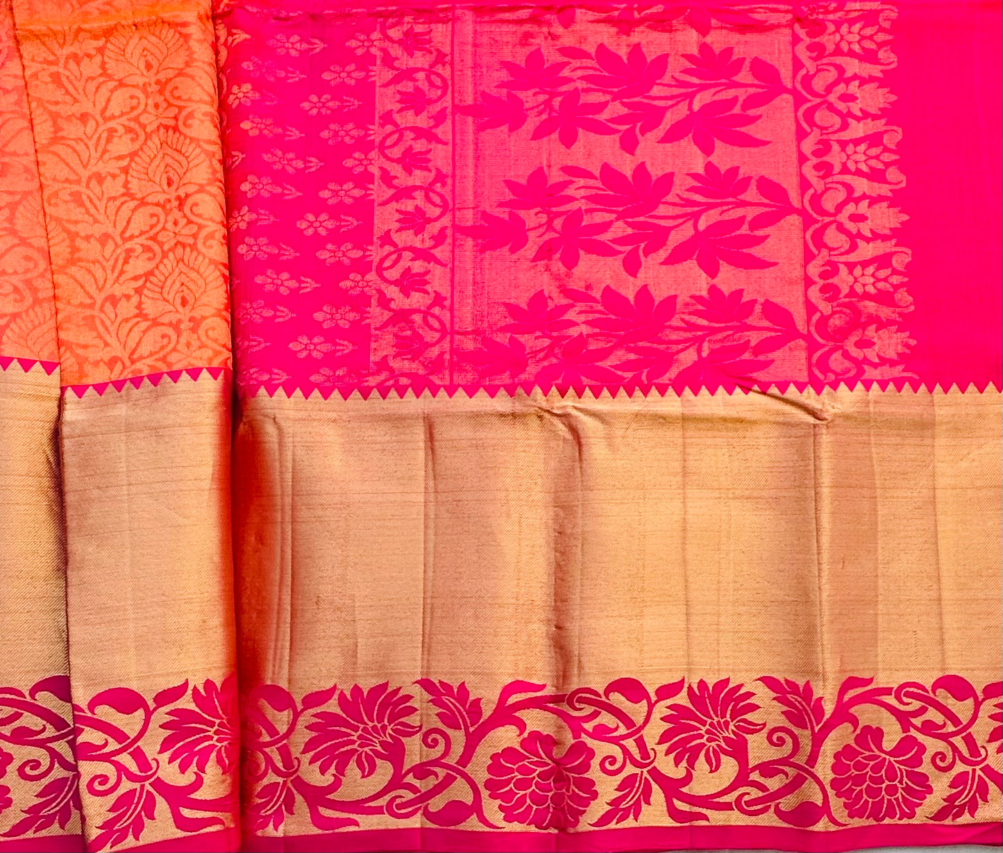 PEACH PINK KANJIVARAM SOFT SILKS