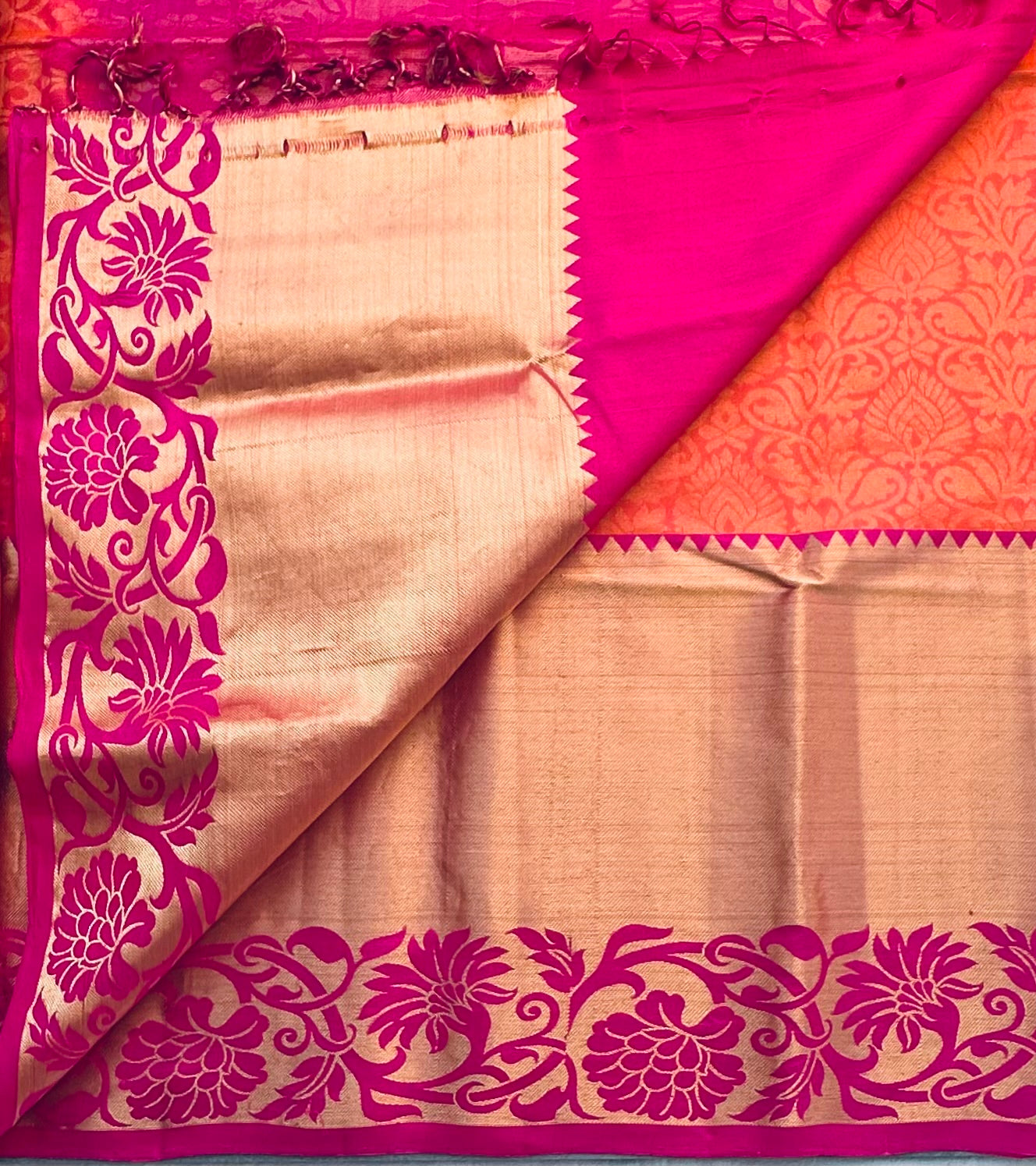PEACH PINK KANJIVARAM SOFT SILKS