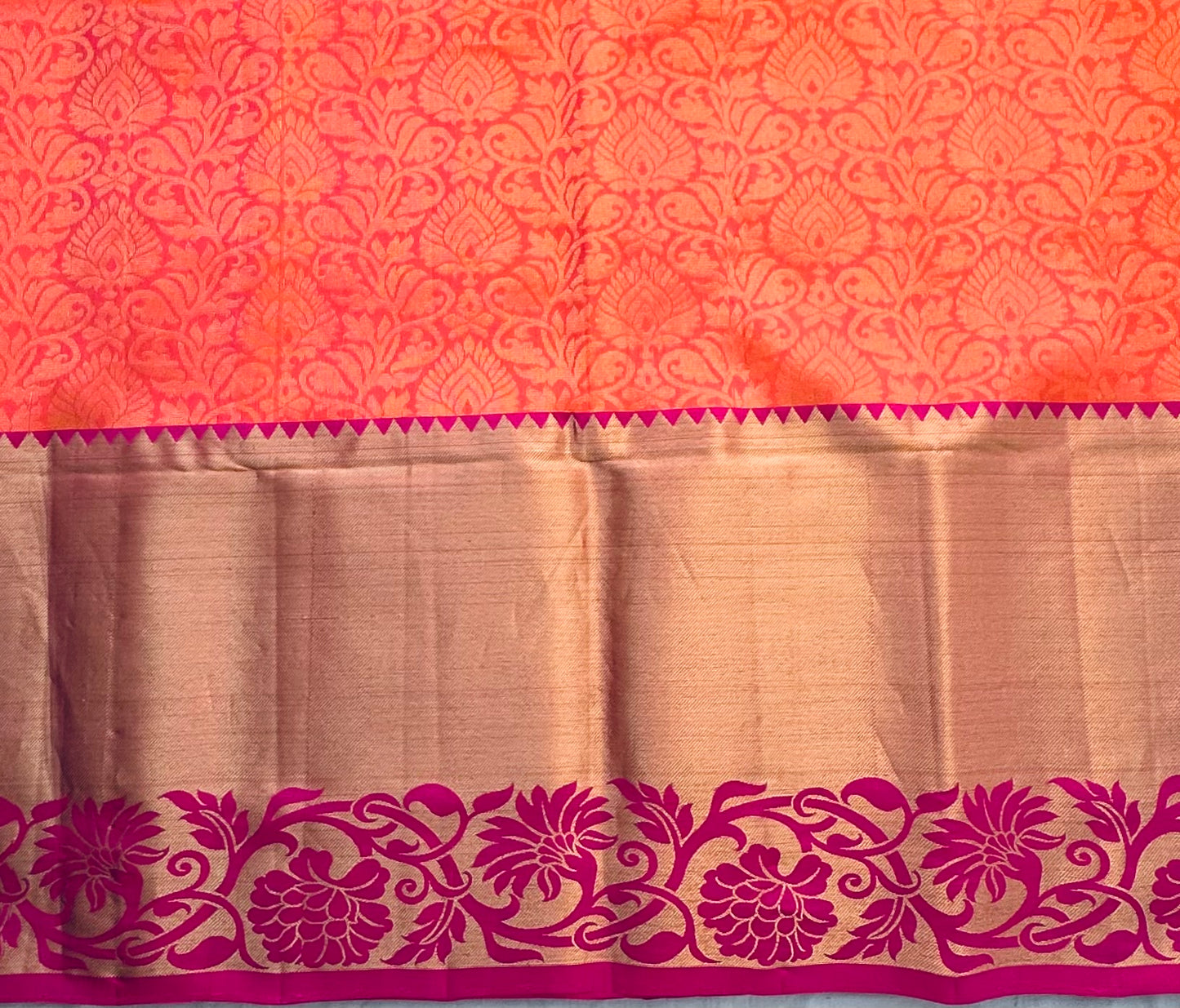 PEACH PINK KANJIVARAM SOFT SILKS
