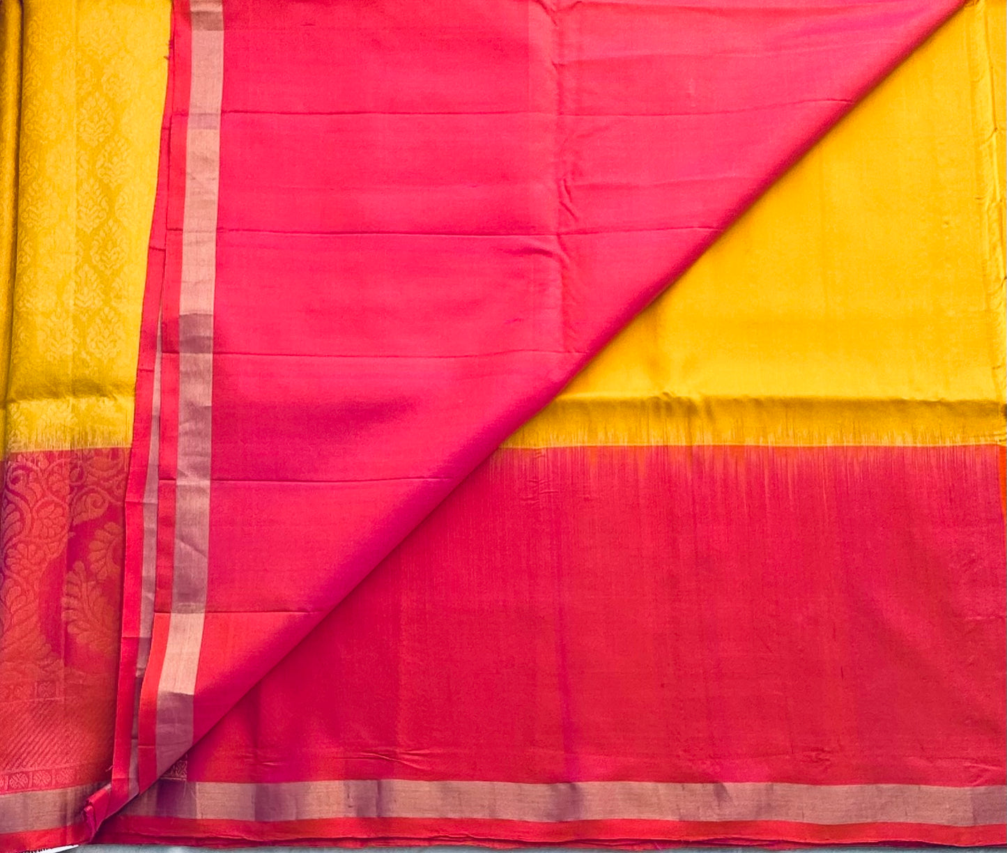 YELLOW ND PINK KANJIVARAM SOFT SILKS