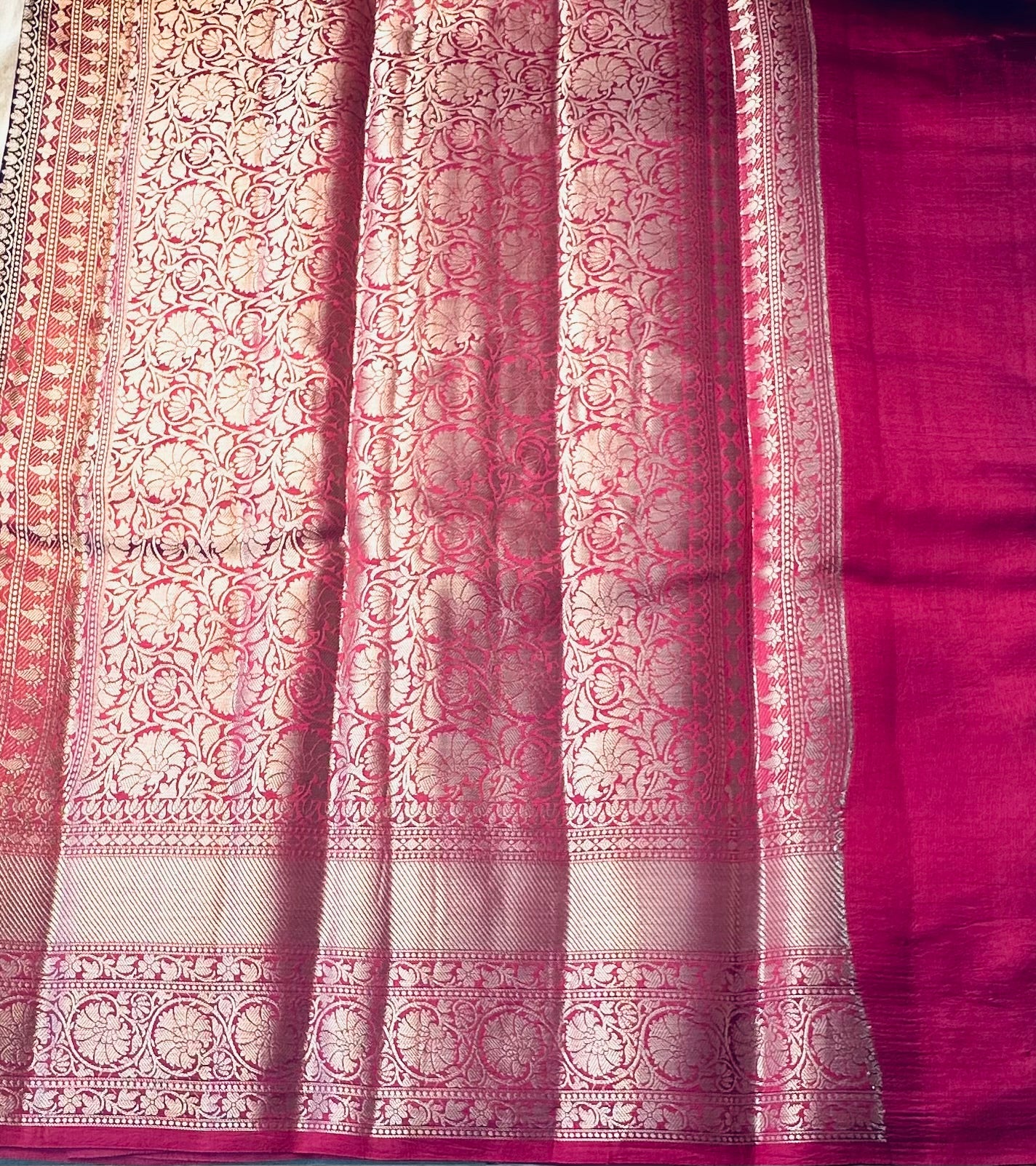 PURPLE ND ONION PINK  BANARAS  FANCY SAREE