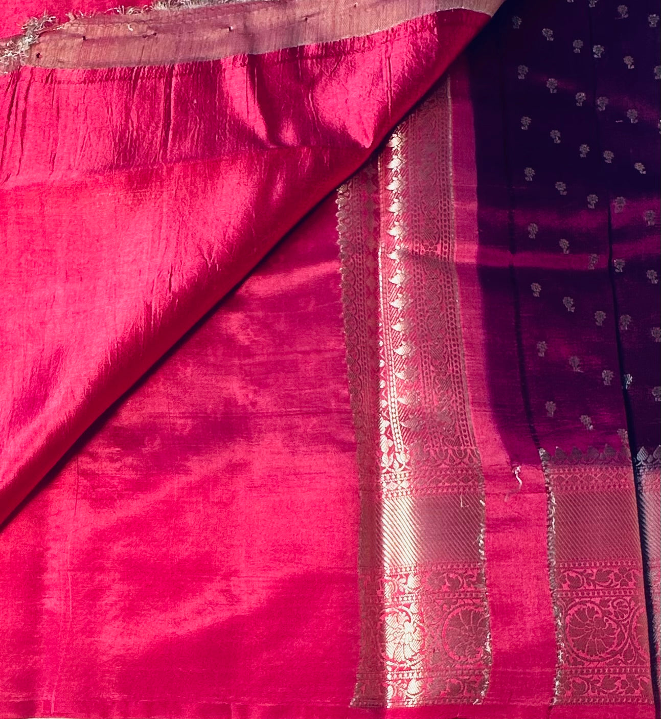 PURPLE ND ONION PINK  BANARAS  FANCY SAREE