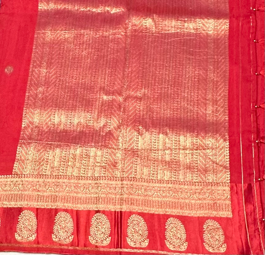 RED BANARAS CRAPE