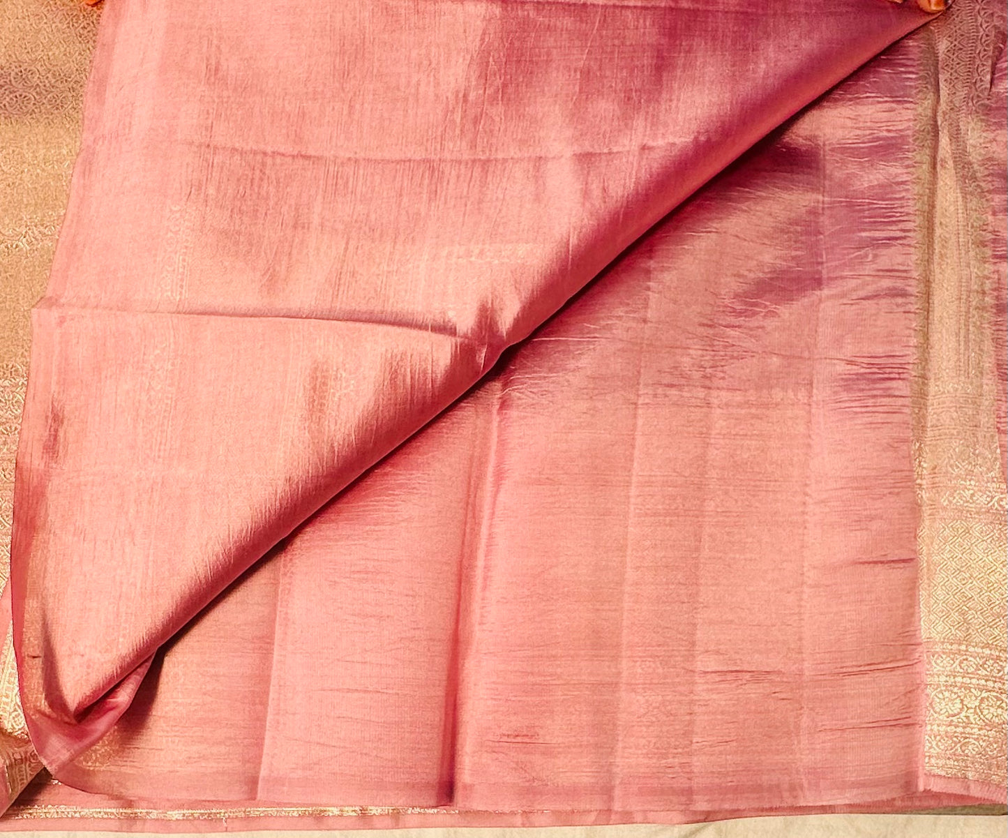 MAROON RED ND PEACH BANARAS RAW MANGO SAREE