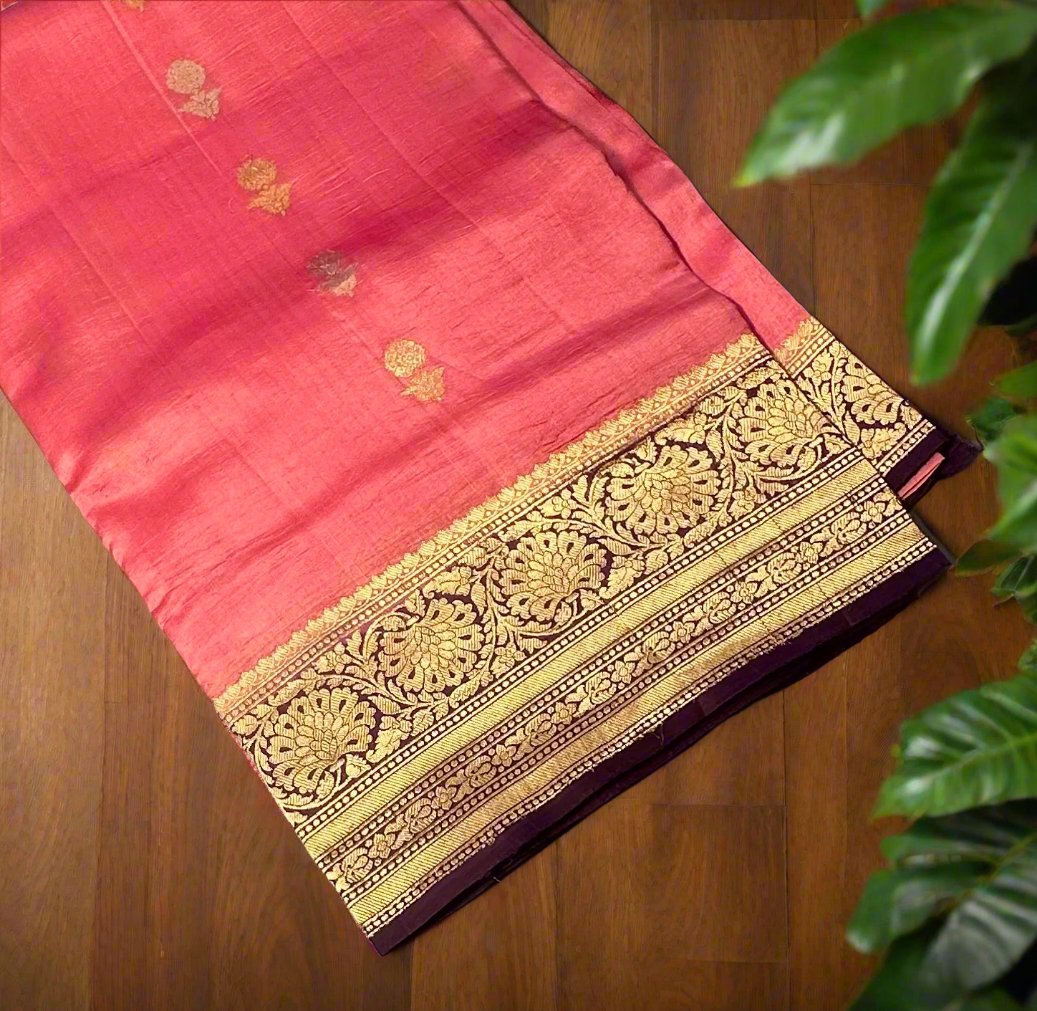 PINK BANARAS PURE RAW MANGO SAREE