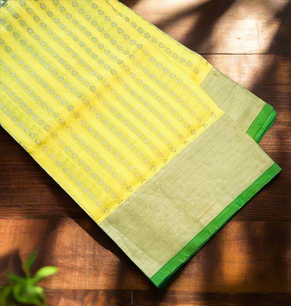 YELLOW GREEN PURE VENKATAGIRI SILK SAREE