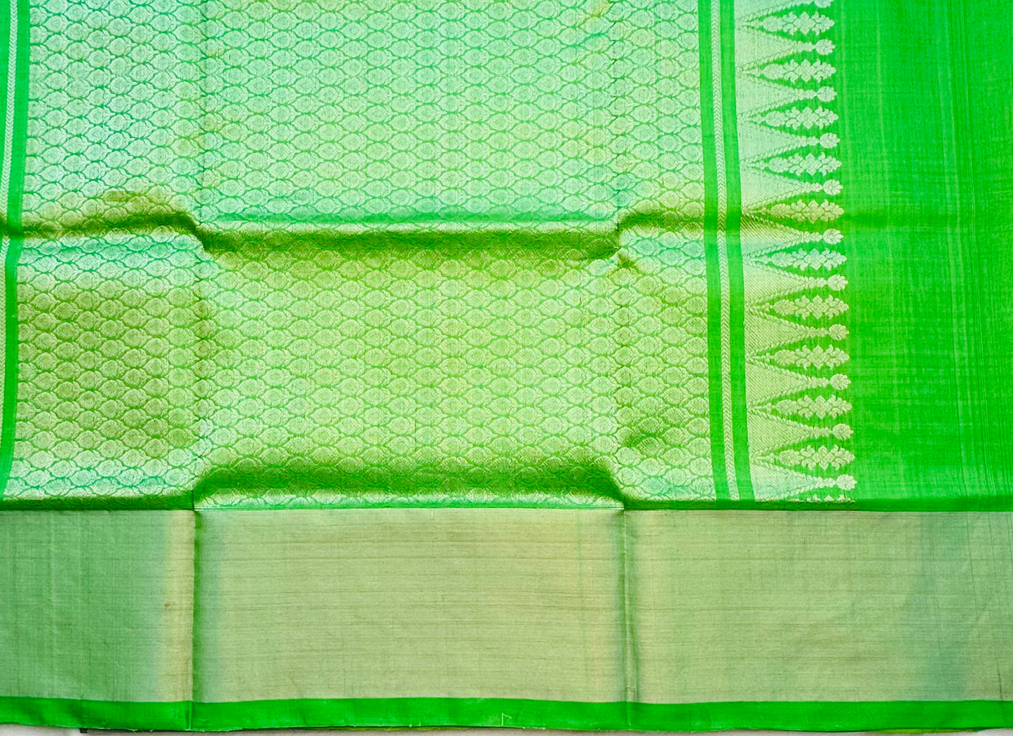 YELLOW GREEN PURE VENKATAGIRI SILK SAREE