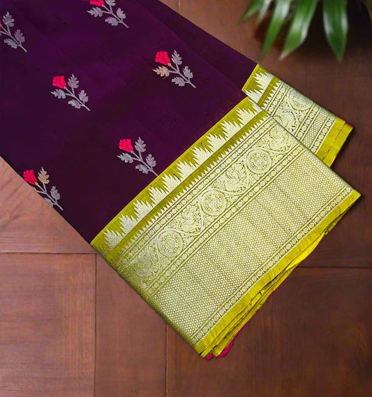 DARK PURPLE PURE VENKATAGIRI SILK SAREE