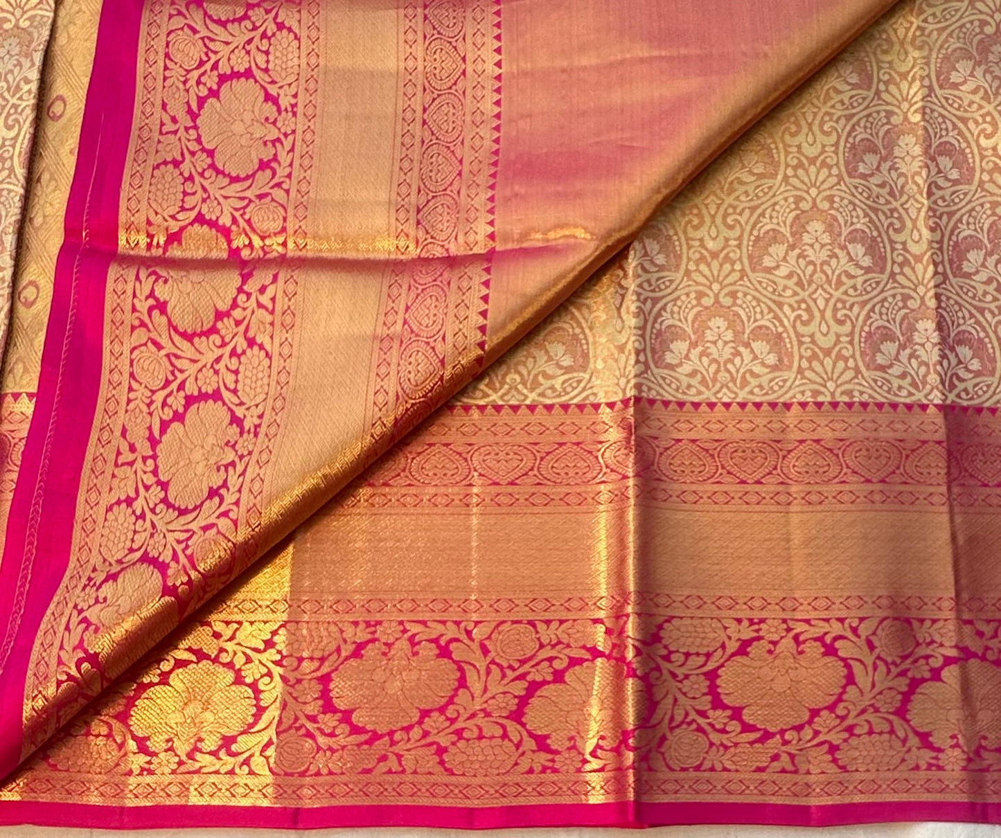 LIGHT PINK GOLD KANJIVARAM PURE SILK  PREMIUM