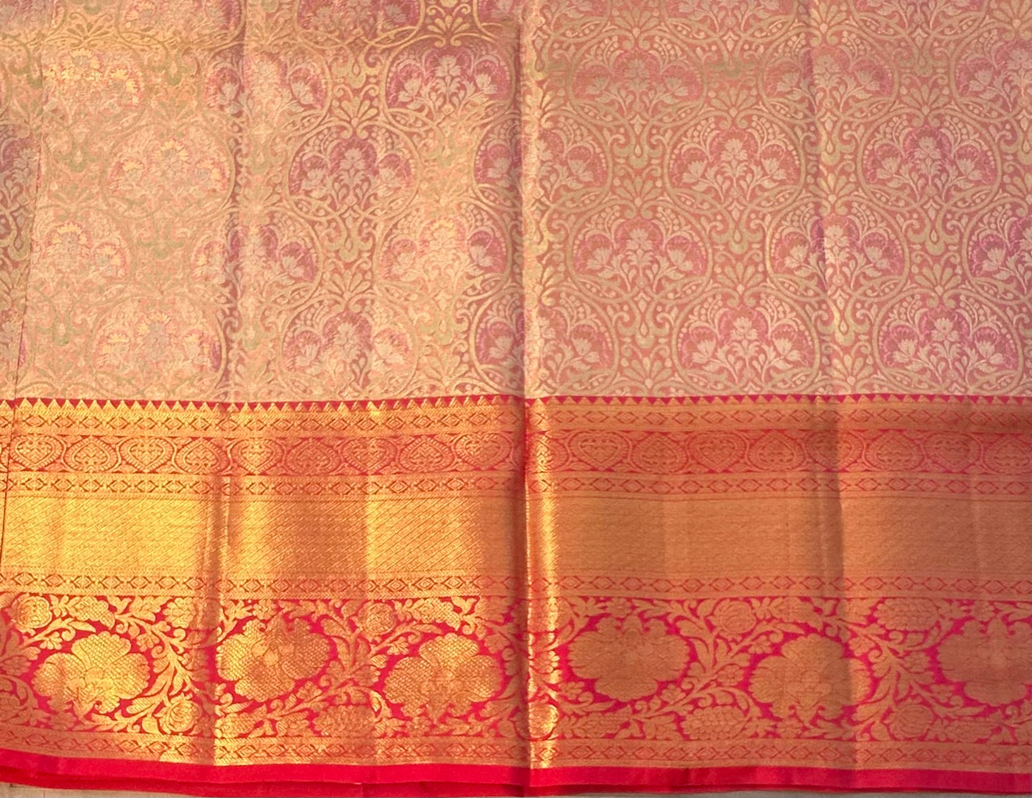 LIGHT PINK GOLD KANJIVARAM PURE SILK  PREMIUM
