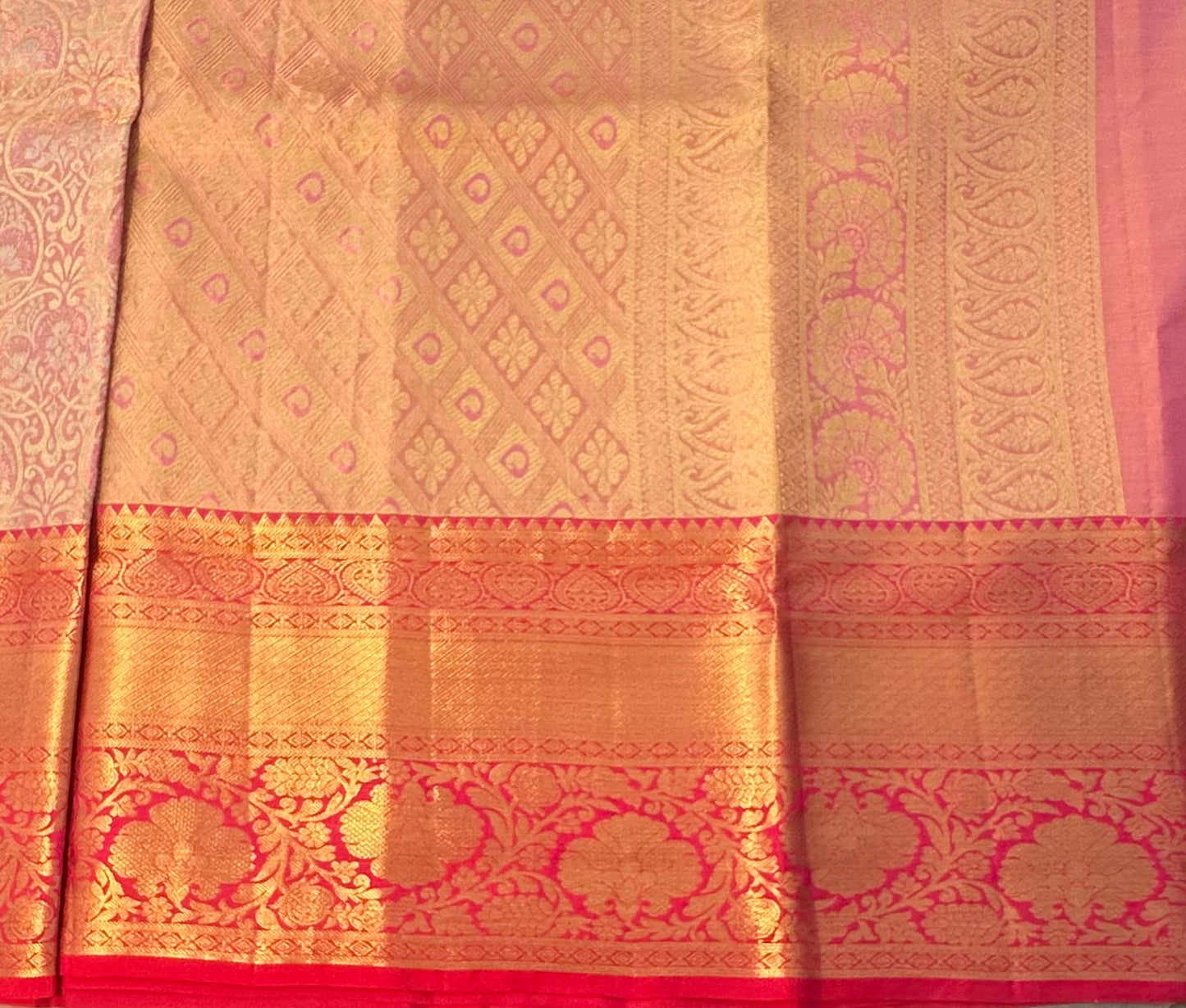 LIGHT PINK GOLD KANJIVARAM PURE SILK  PREMIUM