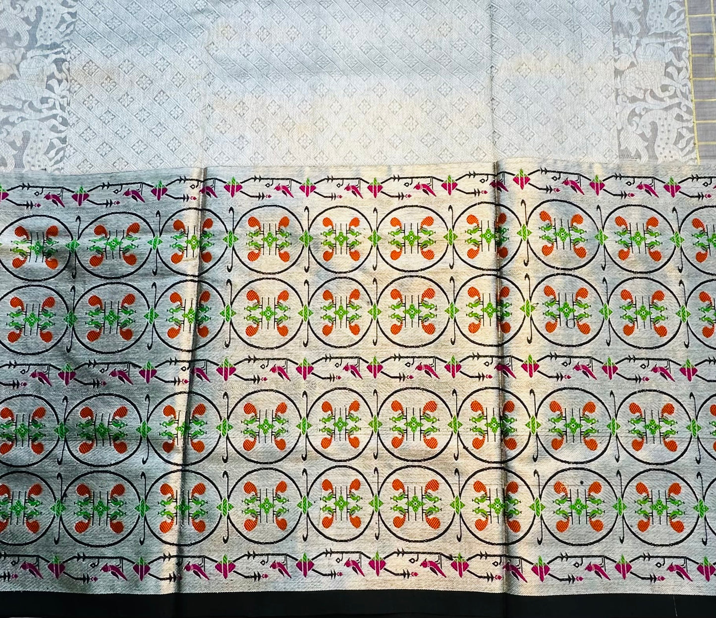 GREY ND BLACK PURE VENKATAGIRI SILK SAREE