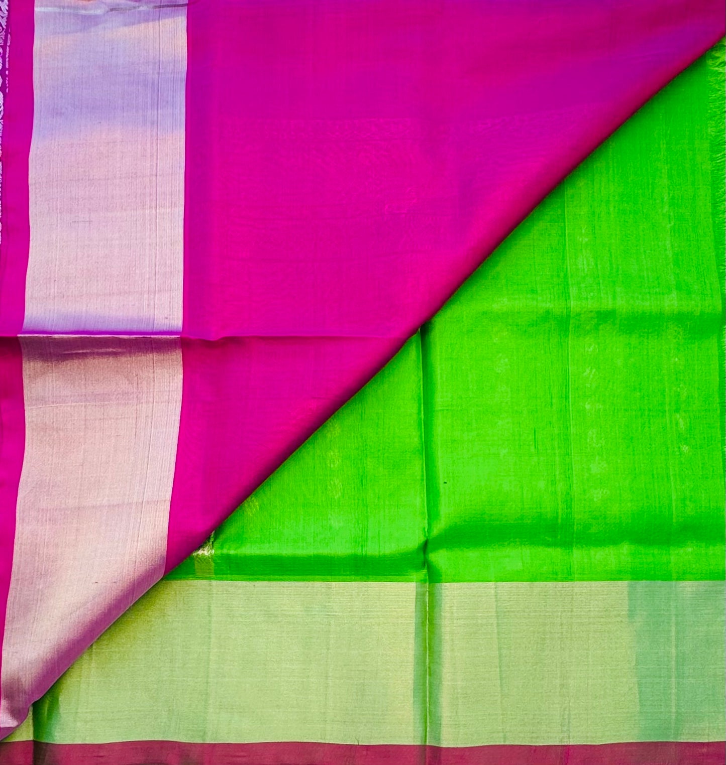 GREE ND PINK PURE VENKATAGIRI SILK SAREE