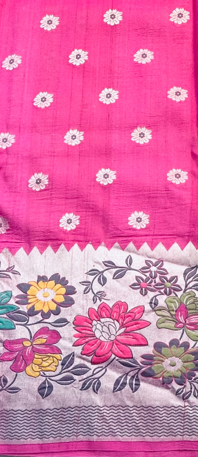BABY PINK PURE TUSSER GORGETTE SAREES