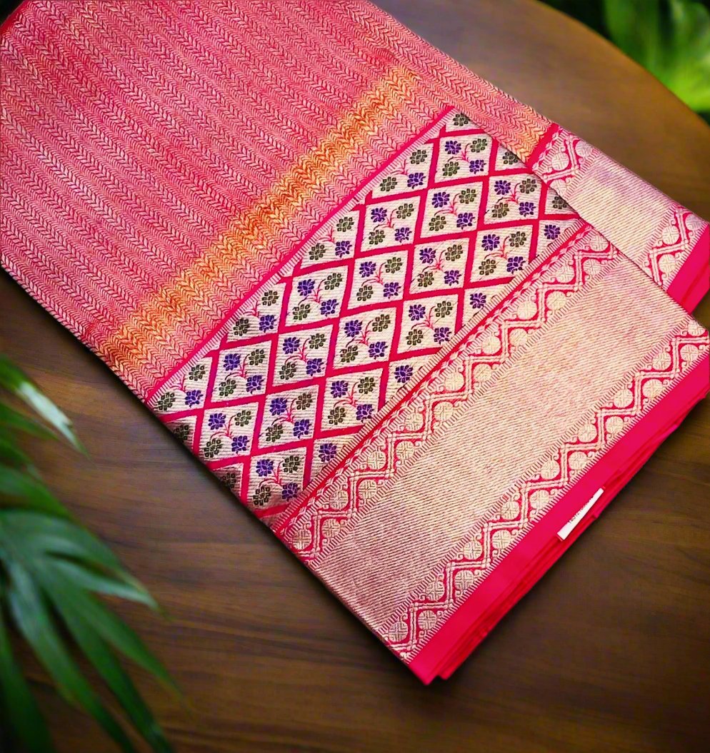 RED ND PINK PURE VENKATAGIRI SILK SAREE
