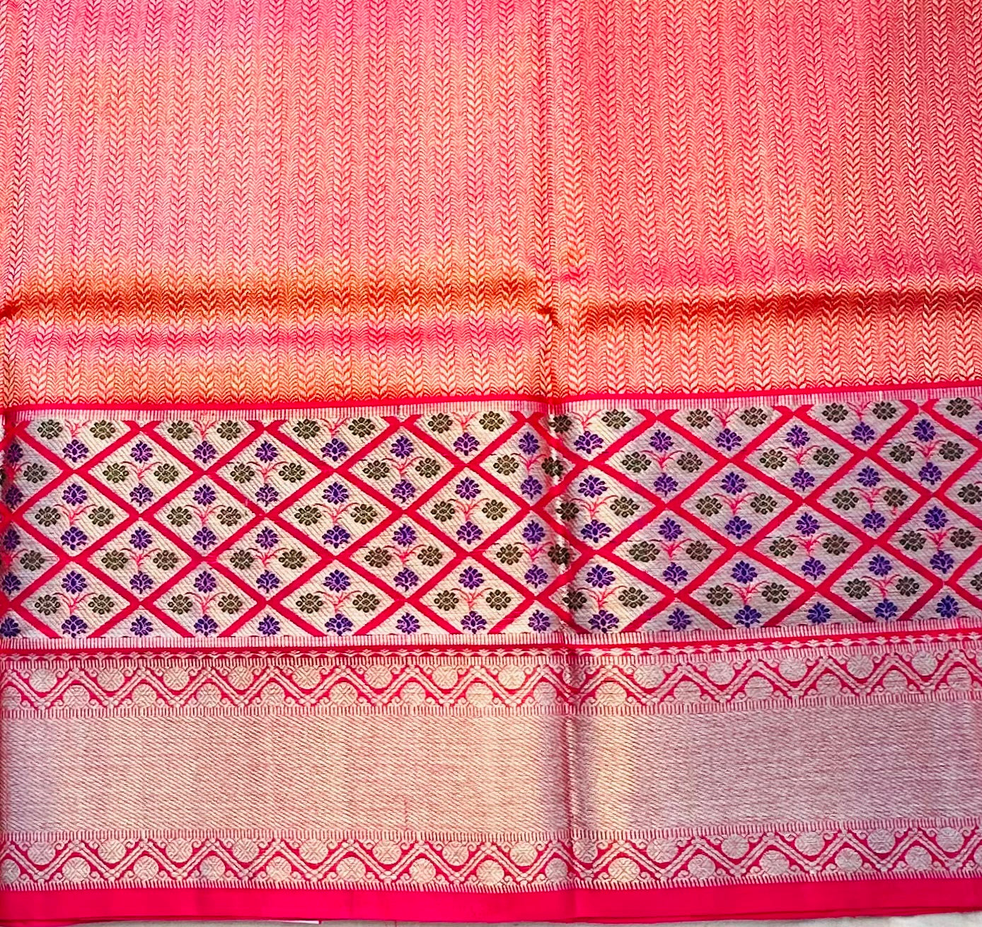 RED ND PINK PURE VENKATAGIRI SILK SAREE