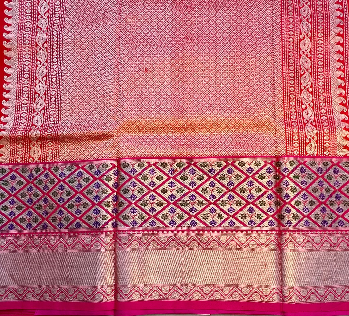 RED ND PINK PURE VENKATAGIRI SILK SAREE